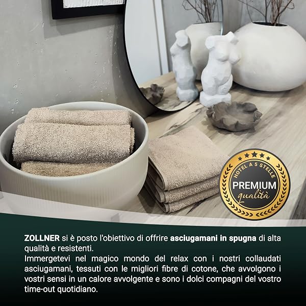ZOLLNER Capuccino 10 Washcloths – Soft and Absorbent Hand and Face Towels – Washable at 95 °C – Cotton – 30 x 30 cm - 5