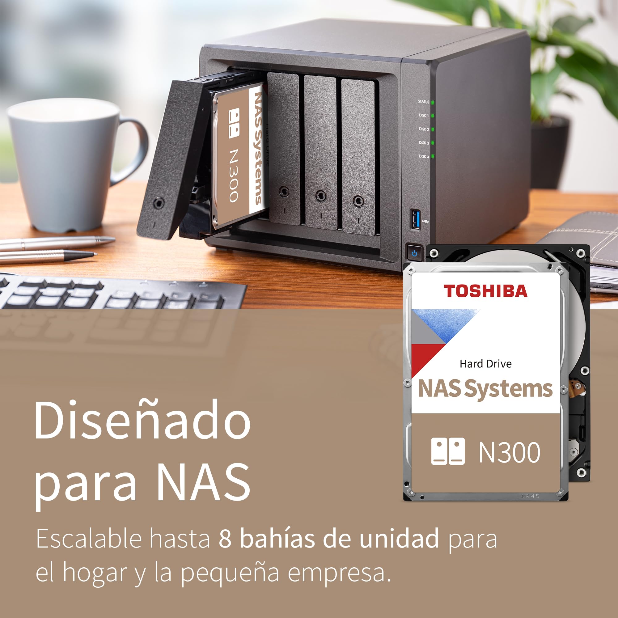 Toshiba 4TB N300 Internal Hard Drive – NAS 3.5 Inch SATA HDD Supports Up to 8 Drive Bays Designed for 24/7 NAS Systems, New Generation (HDWG480UZSVA)