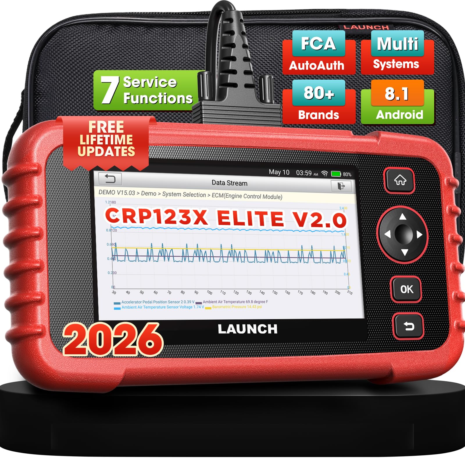 2025 LAUNCH OBD2 Scanner CRP123X Elite V2.0(Upgrade of CRP129X), 7 Reset Scan Tool, FCA SGW, Multi-System Car Scanner, Cloud Report, Lifetime Free Update CRP123X Diagnostic Tool, Battery Test, AutoVIN