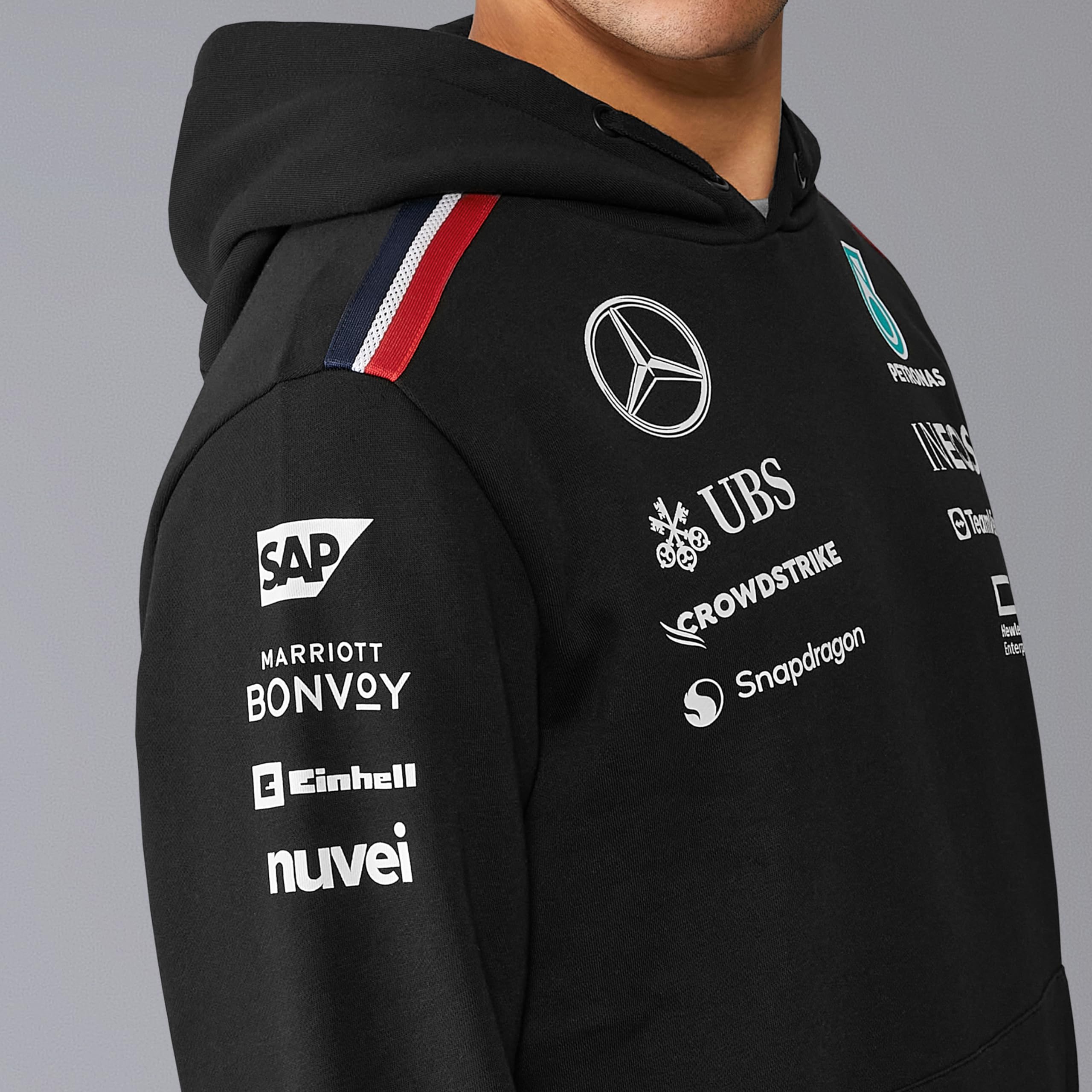 Mercedes AMG Petronas Sudadera con Capucha para Hombre F1 Team 2024 - Negro - Tamaño: XL