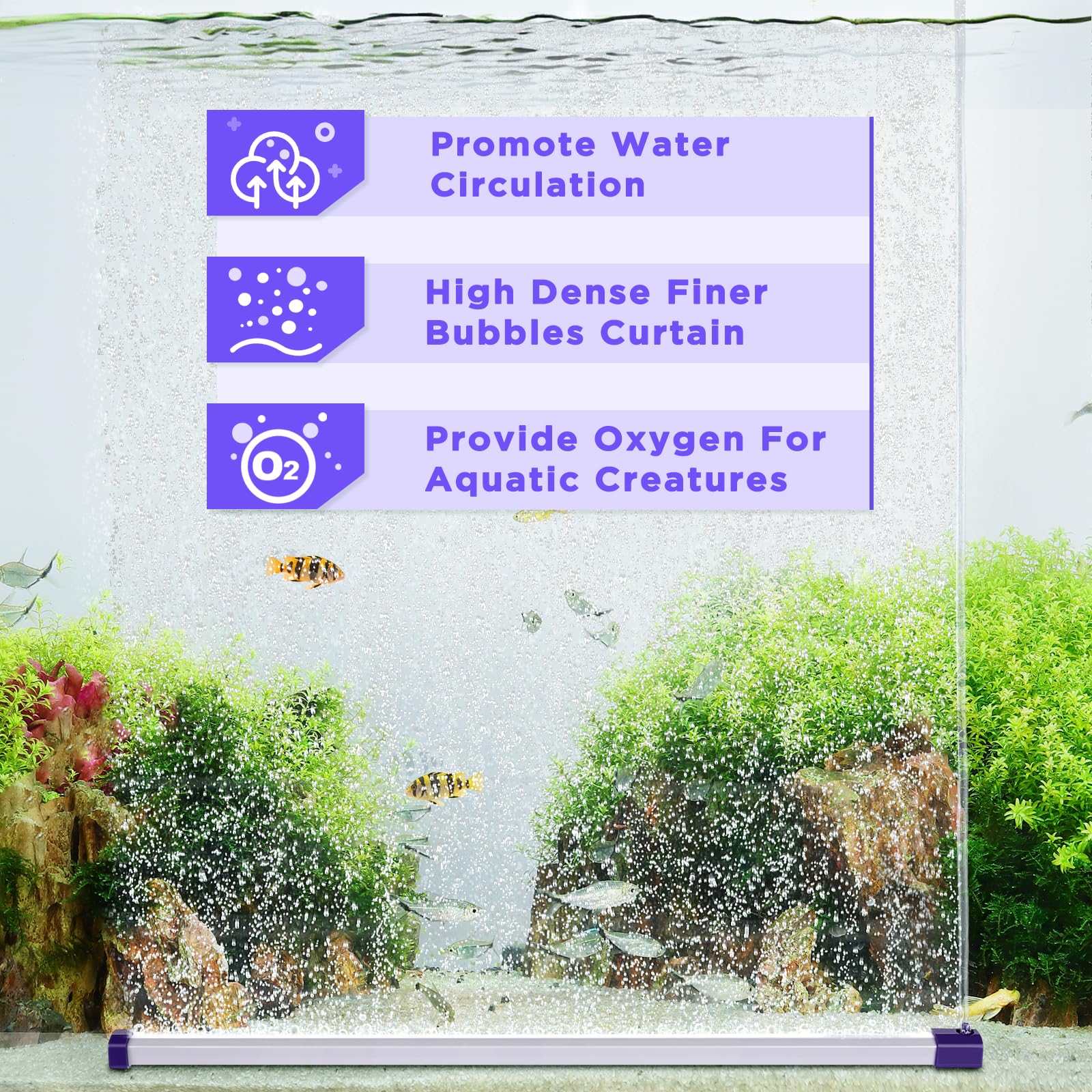 hygger Bubble akwarium Kamień powietrzny, dyfuzor powietrza do akwarium, 55 cm Bubbler do akwarium z wężem, dyfuzor powietrza do akwarium do słodkiej i słonej wody