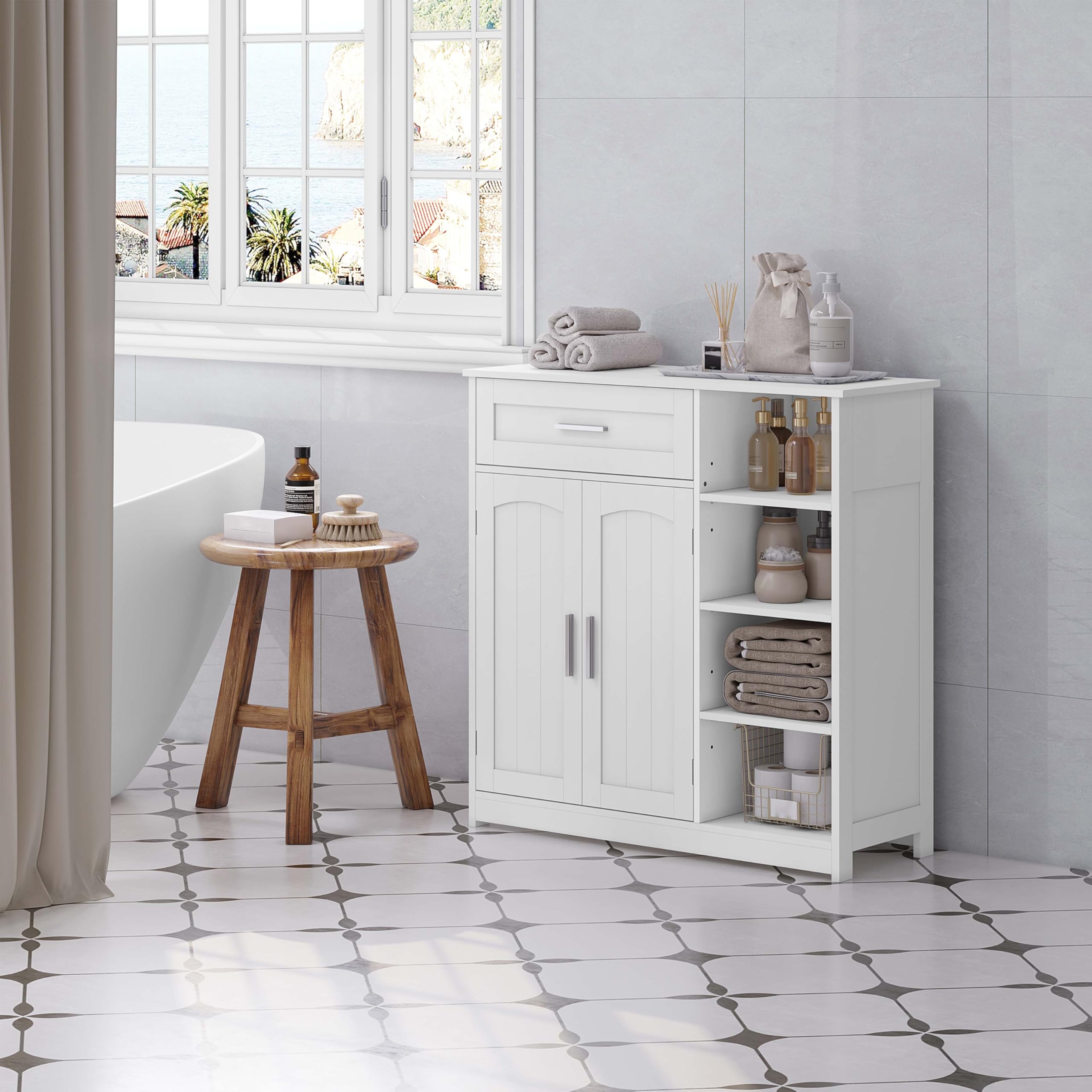 Mobiletto Per Bagno Salvaspazio - 22x20x75cm, Bianco, Con Ripiani E Porta Rotoli - Foto 12