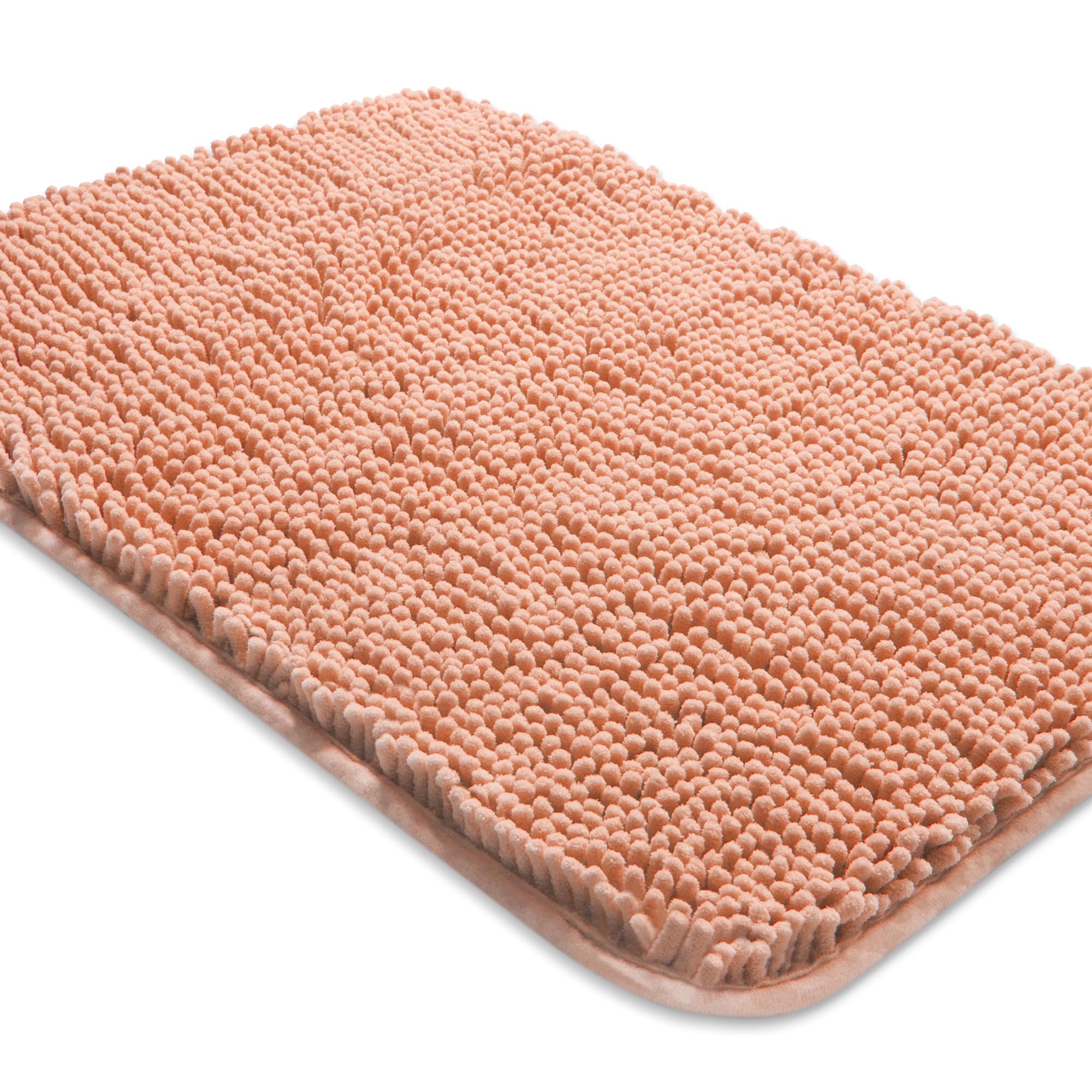 Dusty Pink Bathroom Rugs Thick Chenille Bath Mats | Absorbent and Washable Bath Rug Non-Slip, Plush Rugs for Bathroom Floor, Shower, Sink - 26" x 44"