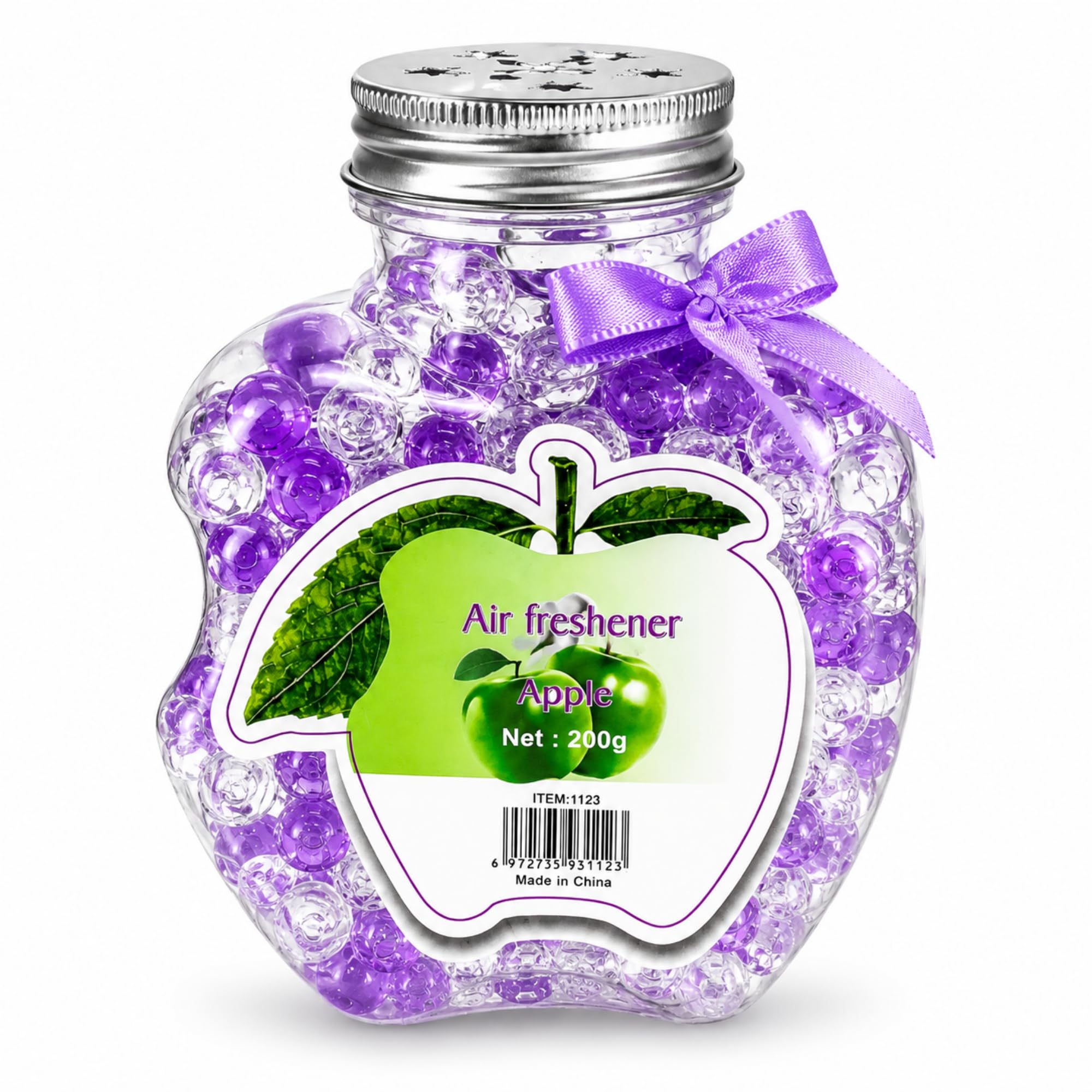 parvy apple air freshner gel bead air freshener jar car apple scented bead | purple fragrance beads and a star-shaped ventilated cap easy placement and fragrance jasmine, lemon, rose & ocean fragrance