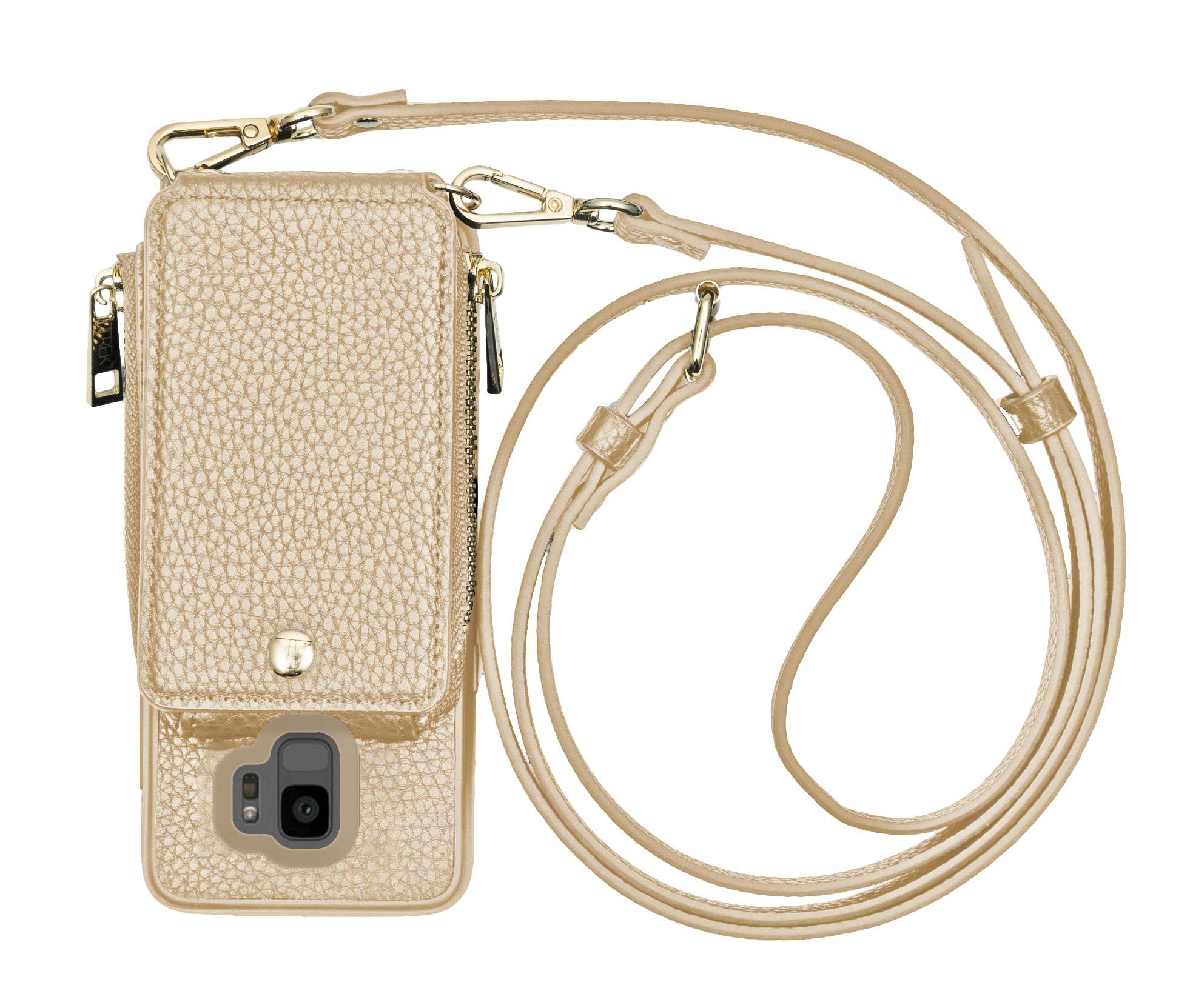 Trek TechAll-in-One Crossbody, Phone Case and Wallet for Galaxy S9 (Gold), Gold