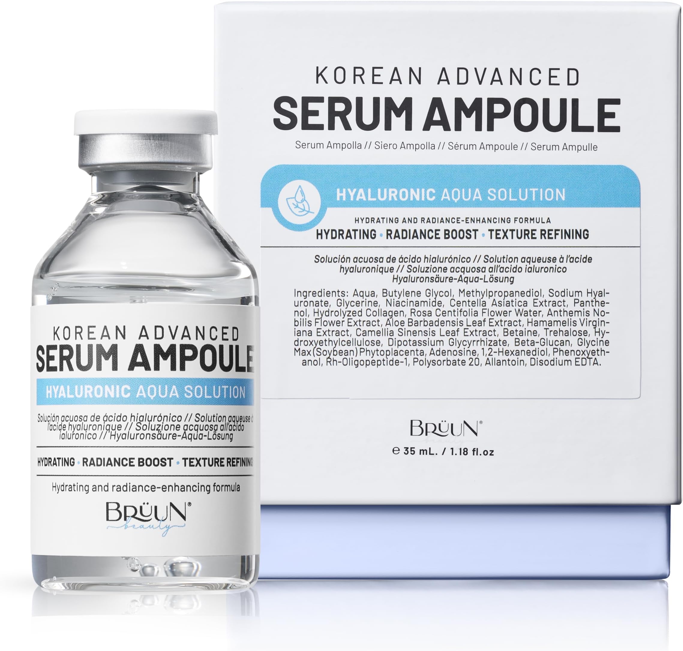 BRÜUN HY - Control Hyaluronic Aqua Solution Ampoule - A Korean Serum Booster for Face to Use as a Skin Care Serum 1.18 fl.oz