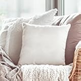 Pack of 2 Throw Pillow Covers 18x18 in - Soft and Comfortable Decorative Cushion Covers for Sofa, Couch, Bedroom, Living Room and Home Décor - Durable Washable Linen Fabric Pillowcases (Light Beige)
