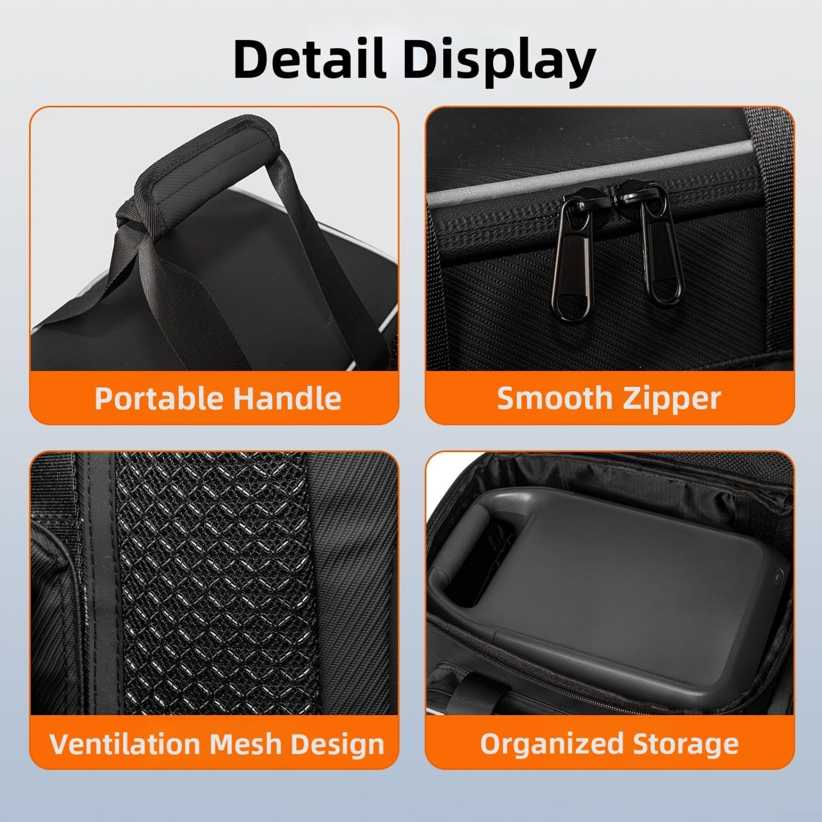 Funda rígida de transporte de EVA compatible con Power 1000, para bolsa de almacenamiento protectora al aire libre, camping, carcasa para banco y cables, color negro