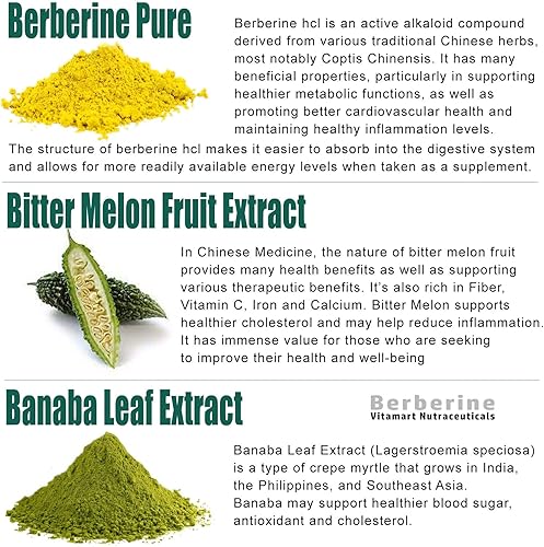 Miniatura 5 de Vitamart Prime Matrix - Suplemento de berberina - Cápsulas veganas - Berberina 1000 mg  Complejo de berberina sin OMG - (60 cápsulas)