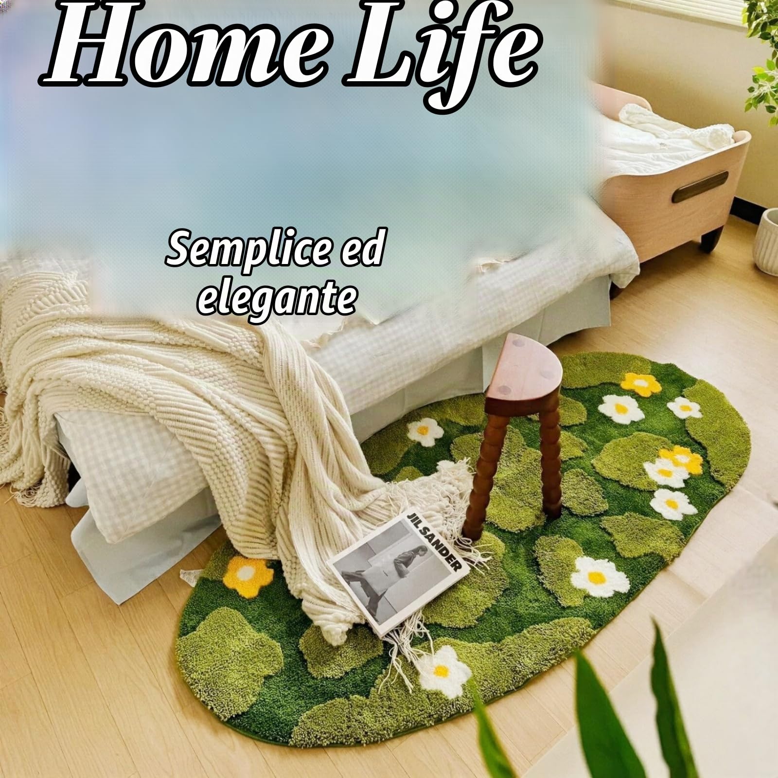 Tappeto da Bagno Antiscivolo Morbido e Ispido Lavabile Tappeto Verde con Supporto in TPR Assorbente per Bagno WC Cucina Camera da Letto Soggiorno Lato Letto,Zerbino Ingresso Interno,50x100CM