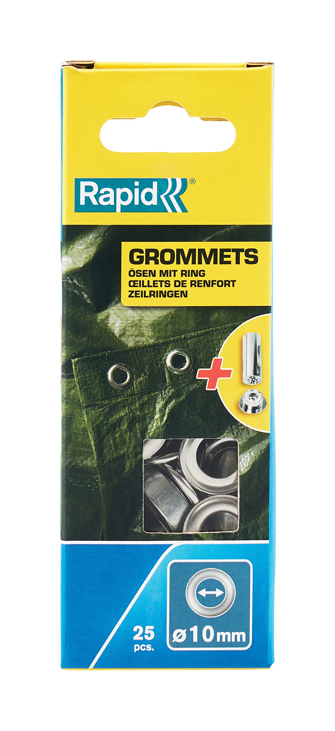 RAPID - Œillets de renfort gris, diamètre Ø10mm - lot de 25 pièces, conçus pour le renforcement des ouvertures - (5001482)