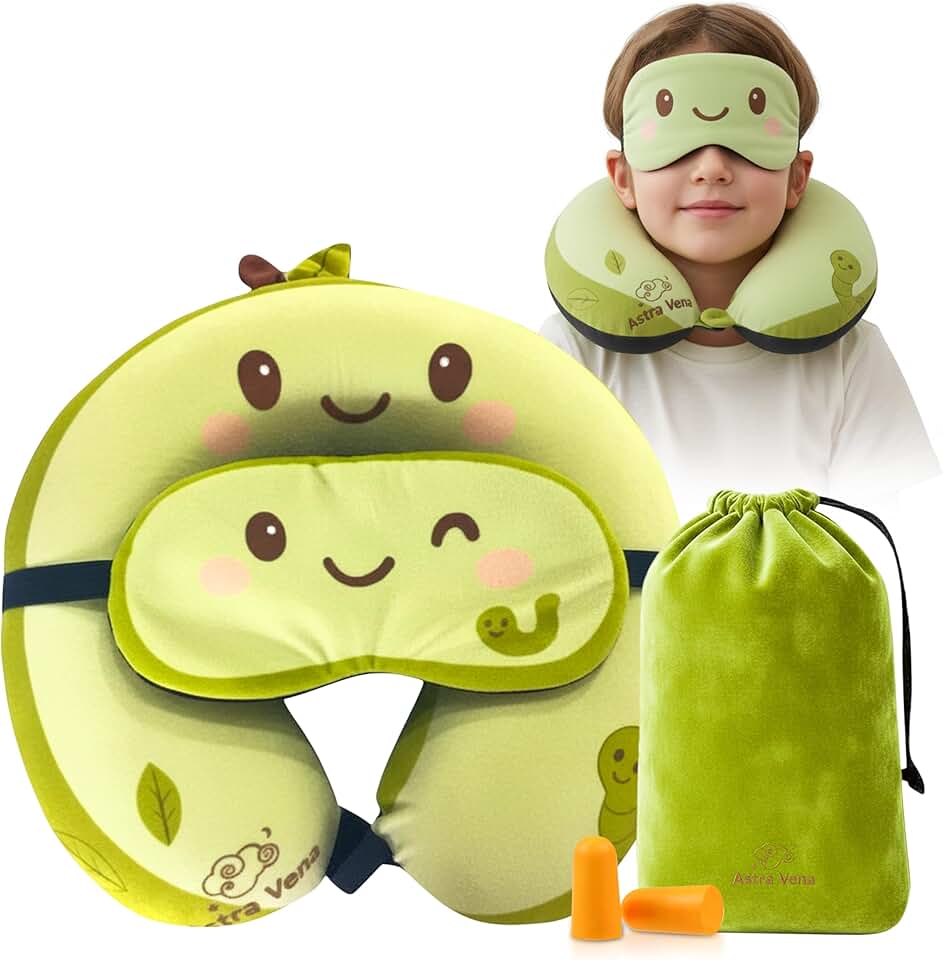 Kids Travel Sleep Mask and Pillow Set