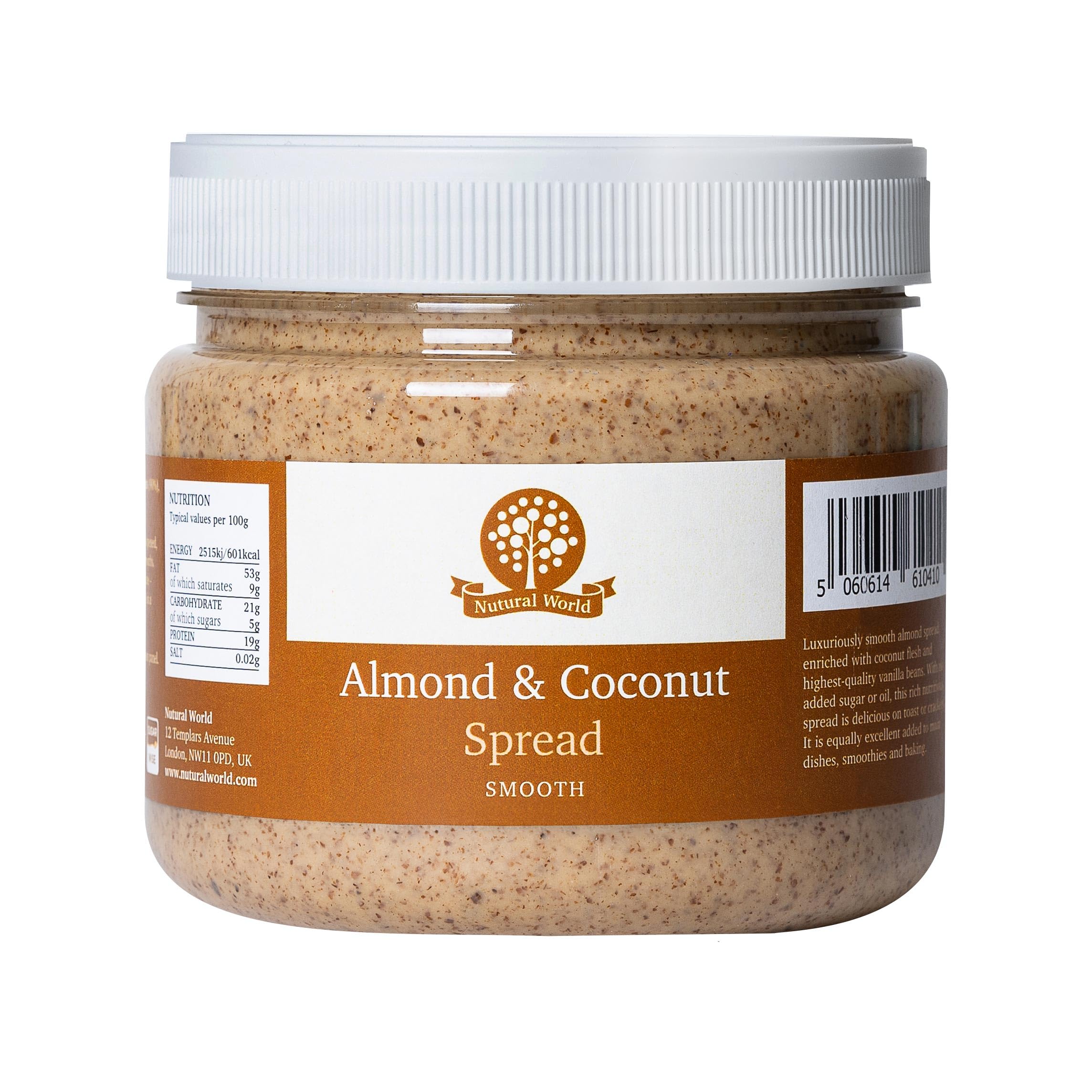 Nutural World - Smooth Almond and Coconut spread (1kg) Great Taste Award winner