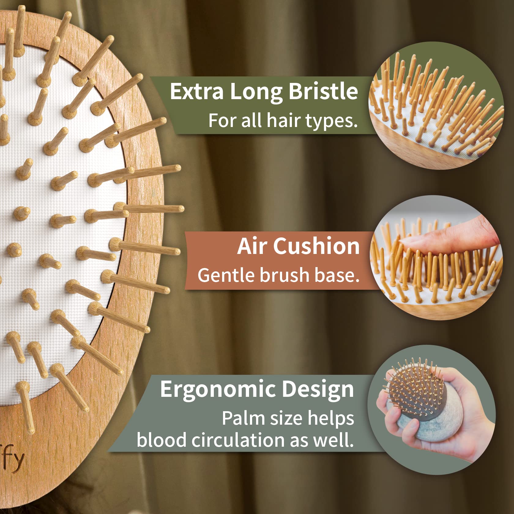 Uffy Acubrusher - Cepillo de pelo Gua Sha chapado en oro de 24 quilates, masajeador ergonómico del cuero cabelludo para la caspa y el crecimiento del cabello, adecuado para todo tipo de cabello