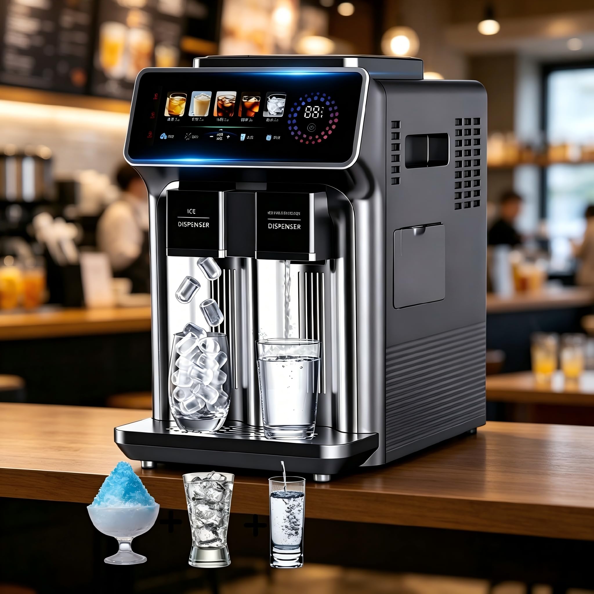 WANGYYDS 3-in-1 Water Dispenser with Built-in Ice Maker Gray
