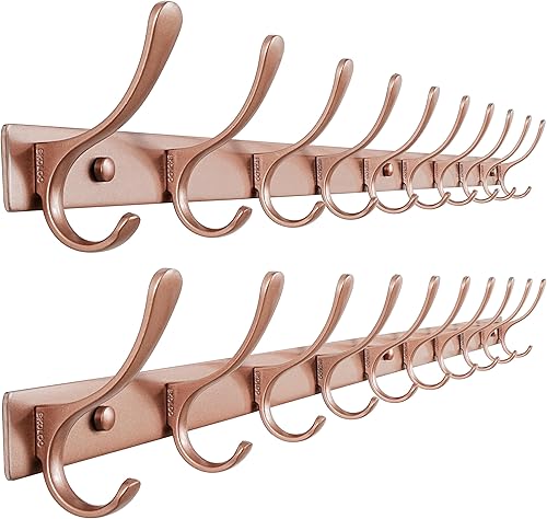 Miniatura 36 de SKOLOO Perchero de pared – 10 ganchos, resistente, acero inoxidable, ganchos de pared de metal, ganchos resistentes para colgar abrigos, chaquetas