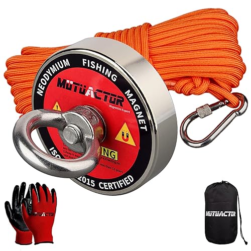 MUTUACTOR Kit de pesca con imán de 400 libras de fuerza de tracción, imán de neodimio N52 resistente con cuerda duradera de 65.6 ft (64 pies), disponible en Yaxa Costa Rica