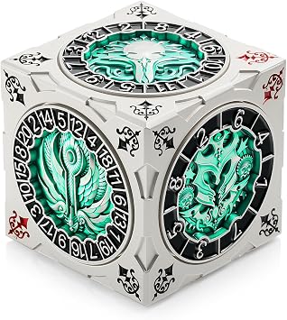 DNDND Multi-Functional Spinner Dice Cube Iconic D&D Monster Themed Collectors Gift for TTRPG, DND Dungeon Masters & RPG Tabletop Gaming Silver&Green