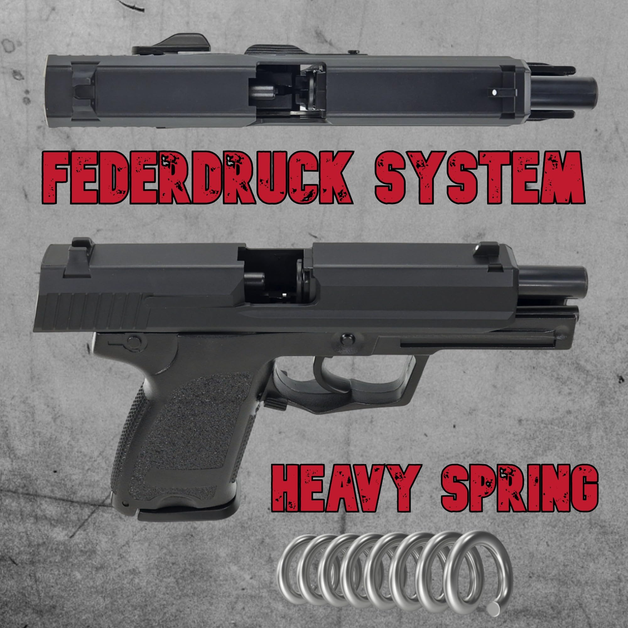 Set Airsoft Pistole HFC USP HA112B - Federdruck Softair Waffe 0,5 Joule 6mm inkl. 500 Premium Bio BB's 0,20g - Spring Powered Air Soft Gun mit 15 Schuss Magazin