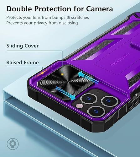 Miniatura 3 de FNTCASE Funda para iPhone 11 Pro-Max protección contra caídas y golpes de grado militar con soporte y tobogán Protección resistente con textura de