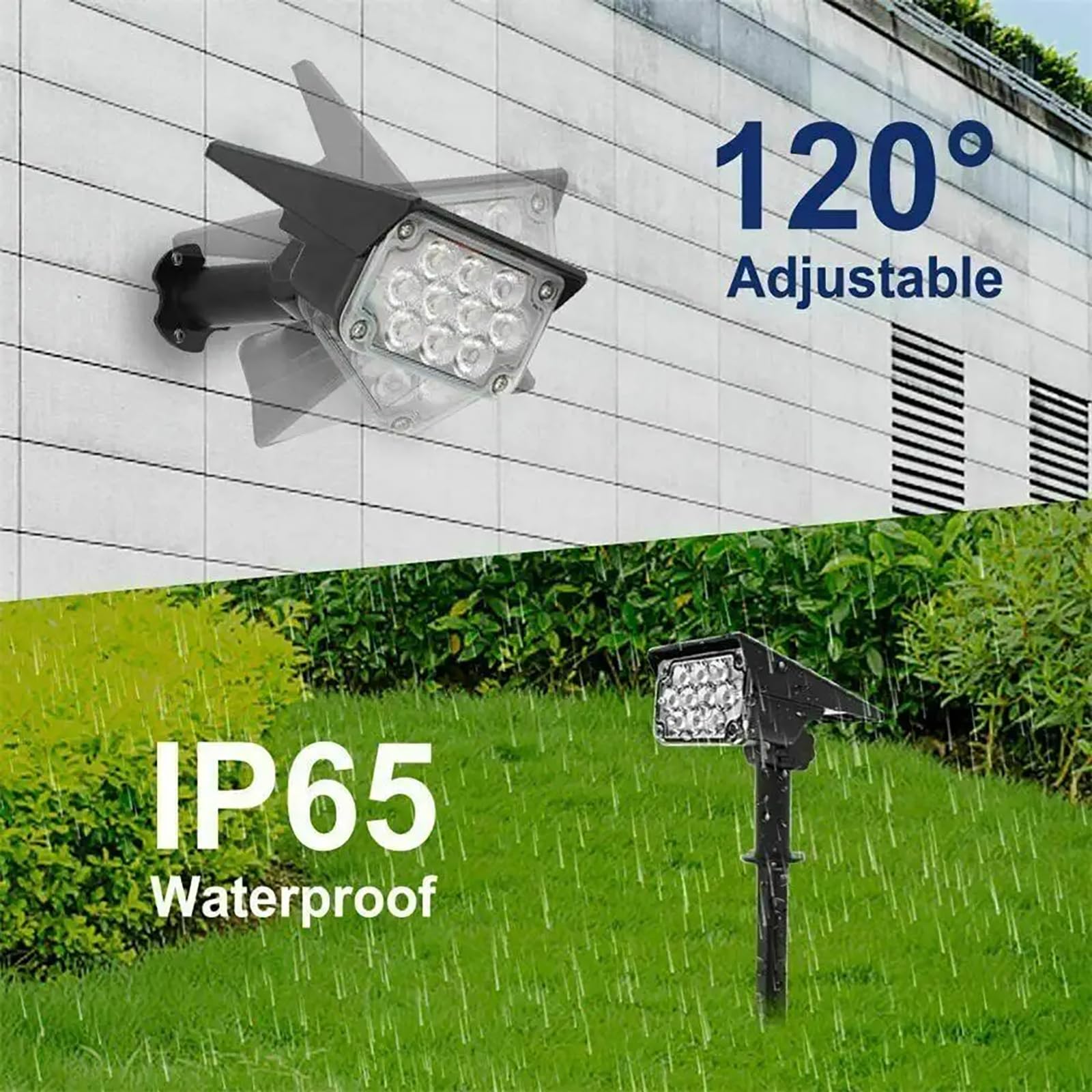 ZbOLi Confezione da 2 faretti solari a LED Impermeabili IP65 per Esterni, accensione/spegnimento Automatico da Incasso a Terra/Parete, per Giardino, Patio, vialetto, Stagno, terrazza