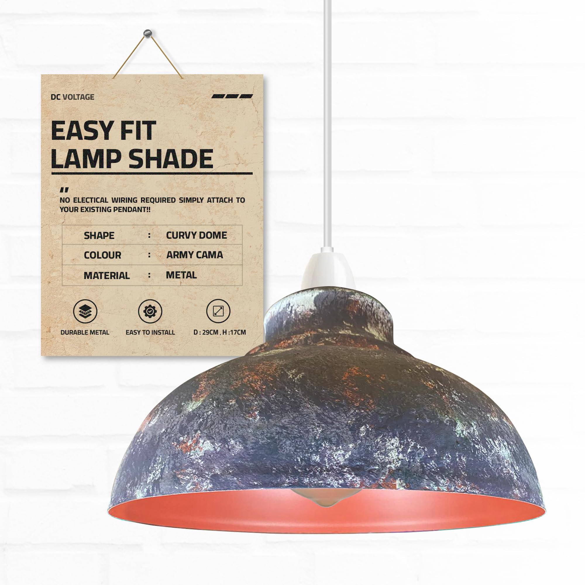 Army Cama Light Shade Ceiling - Modern 11.41'' Lampshade for Ceiling Lights, Bedroom Lights Ceiling Lamp Shades for Living Rooms, Hallways, and Lounges