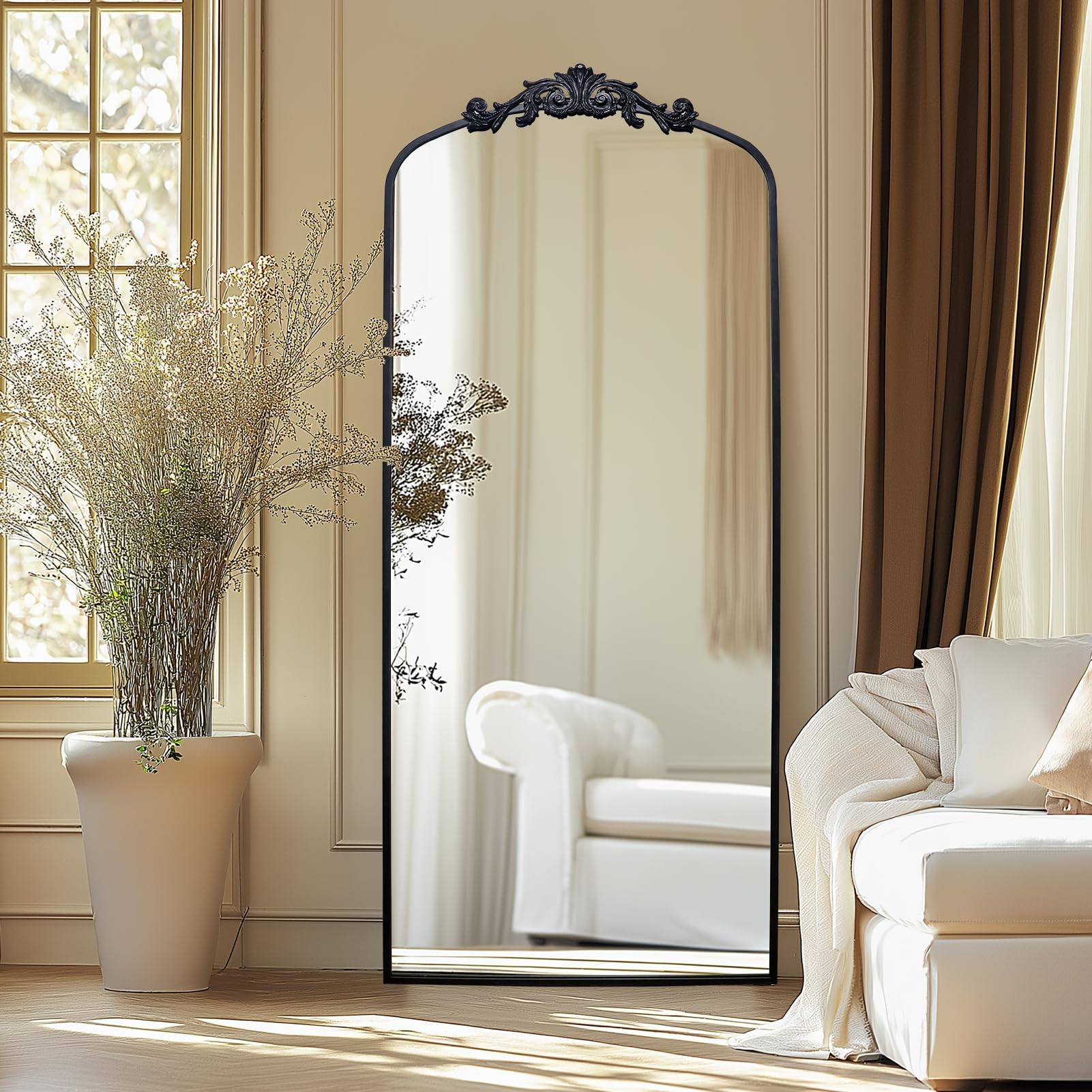 AIXI HOME Antique Black Arch Full Wall Mirror, 71"x30" Elegant Rectangle Vintage Mirror with Ornate Frame, Baroque Inspired Home Decor for Bathroom Vanity Bedroom Entryway