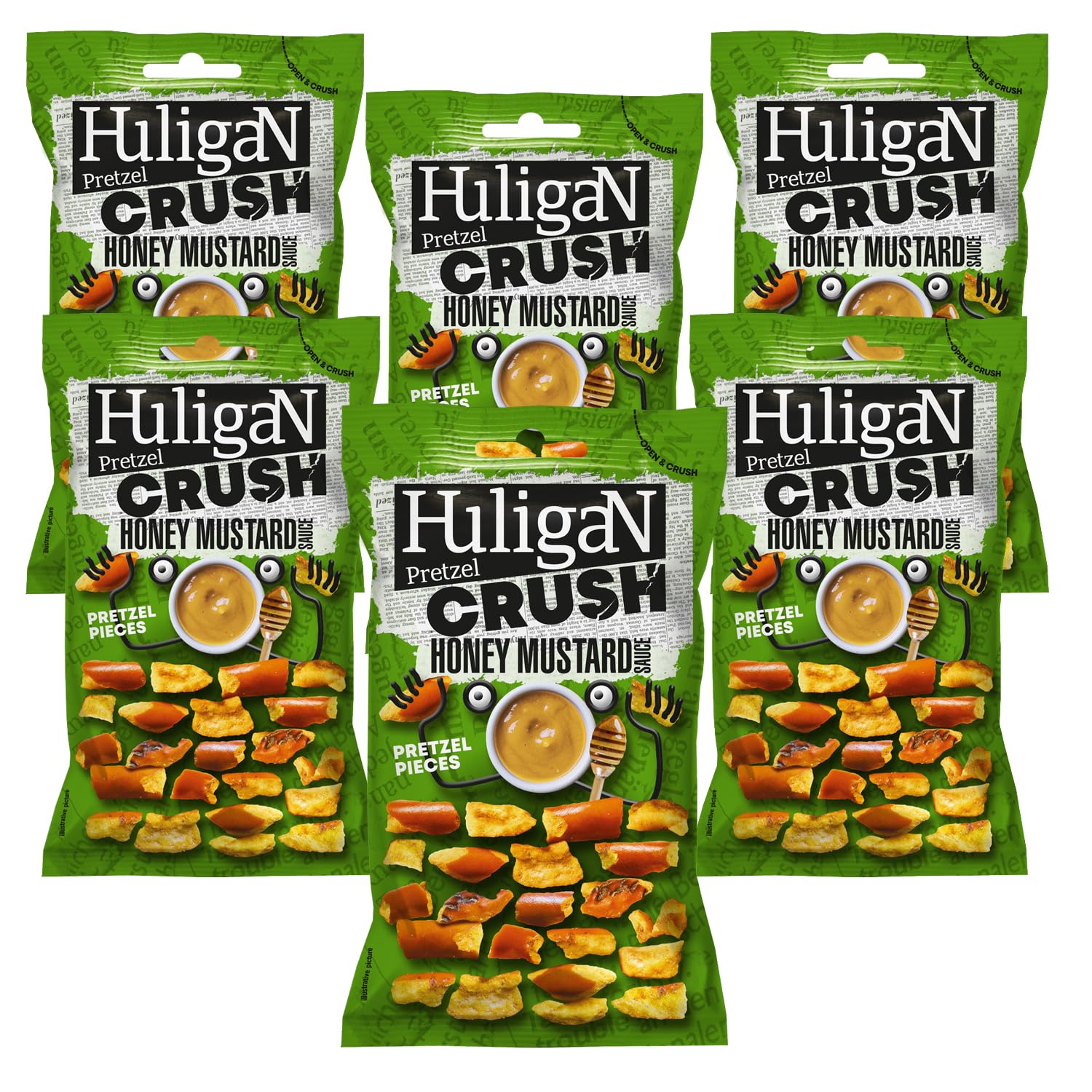 Huligan Pretzel Pieces Miel Mostaza 65g 6-Pack