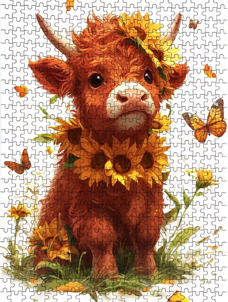 Puzzle 2000 Pezzi, Girosole Bovino Altipiano 3D Puzzle per Adulti Impegnativo, Educa Puzzles Artistico, Divertente E Stimolante Puzzles Decorativo per La Famiglia, Regalo Decorazione DX0YL6-922