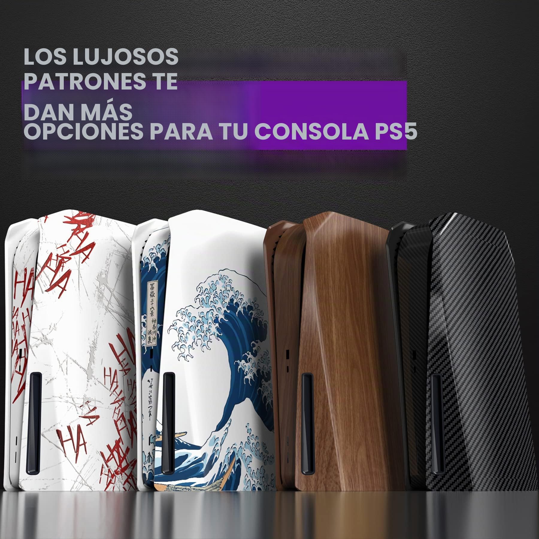 eXtremeRate eXcover Placas Compatible con ps5 Consola Disc Edición Paneles de Carcasa Cubierta Frontal Placa Inferior Protectora Compatible con ps5 Consola - No Incluye Consola(La Gran Ola)