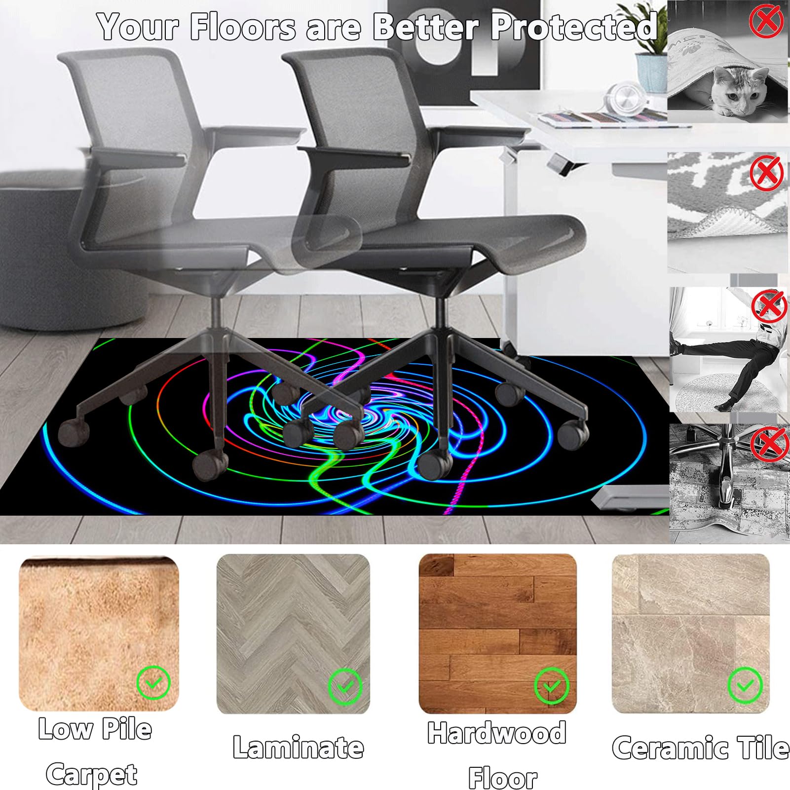 80 x 120 cm Alfombra Silla Gaming Protector Suelo Silla Ruedas Alfombra Silla Escritorio Antideslizante Alfombra Oficina para Silla con Ruedas Alfombra Protectora Suelo Silla Gaming para Suelo Duro