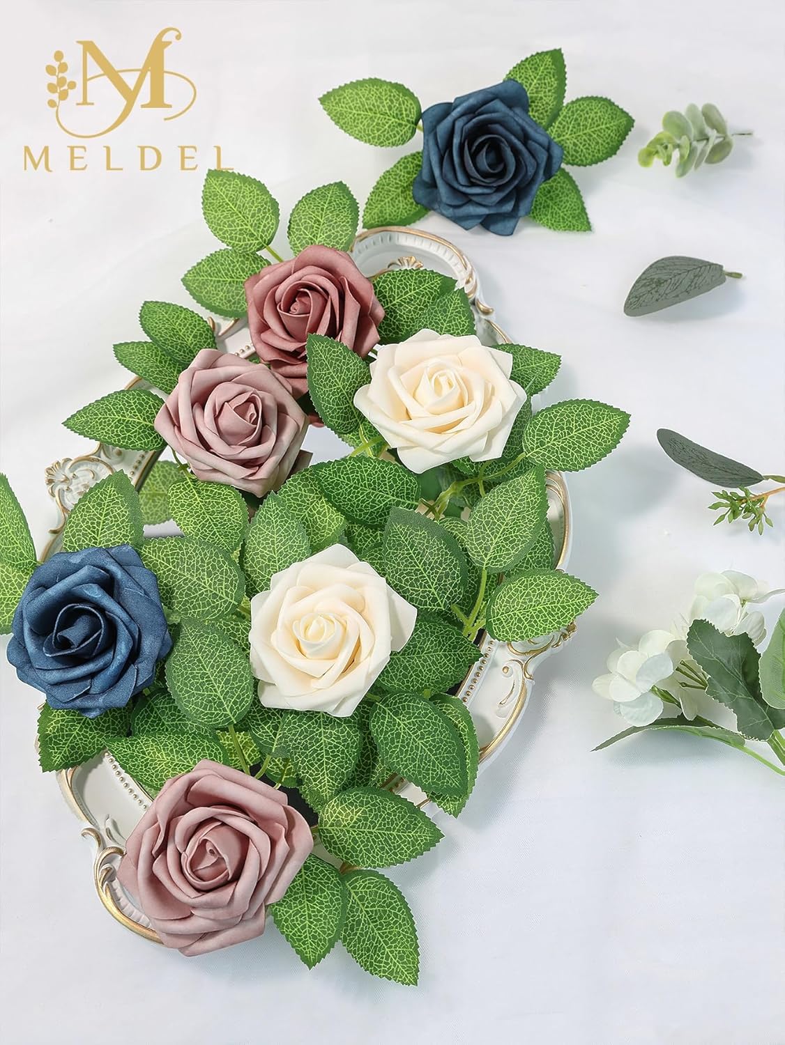 Meldel Artificial Flower 25pcs Real Touch Dusty Pink Rose Fake Foam Roses with Stems for DIY Wedding Bouquets Gifts Bridal Shower Faux Floral Centerpieces Arrangements Home Party Tables Decorations - Image 2