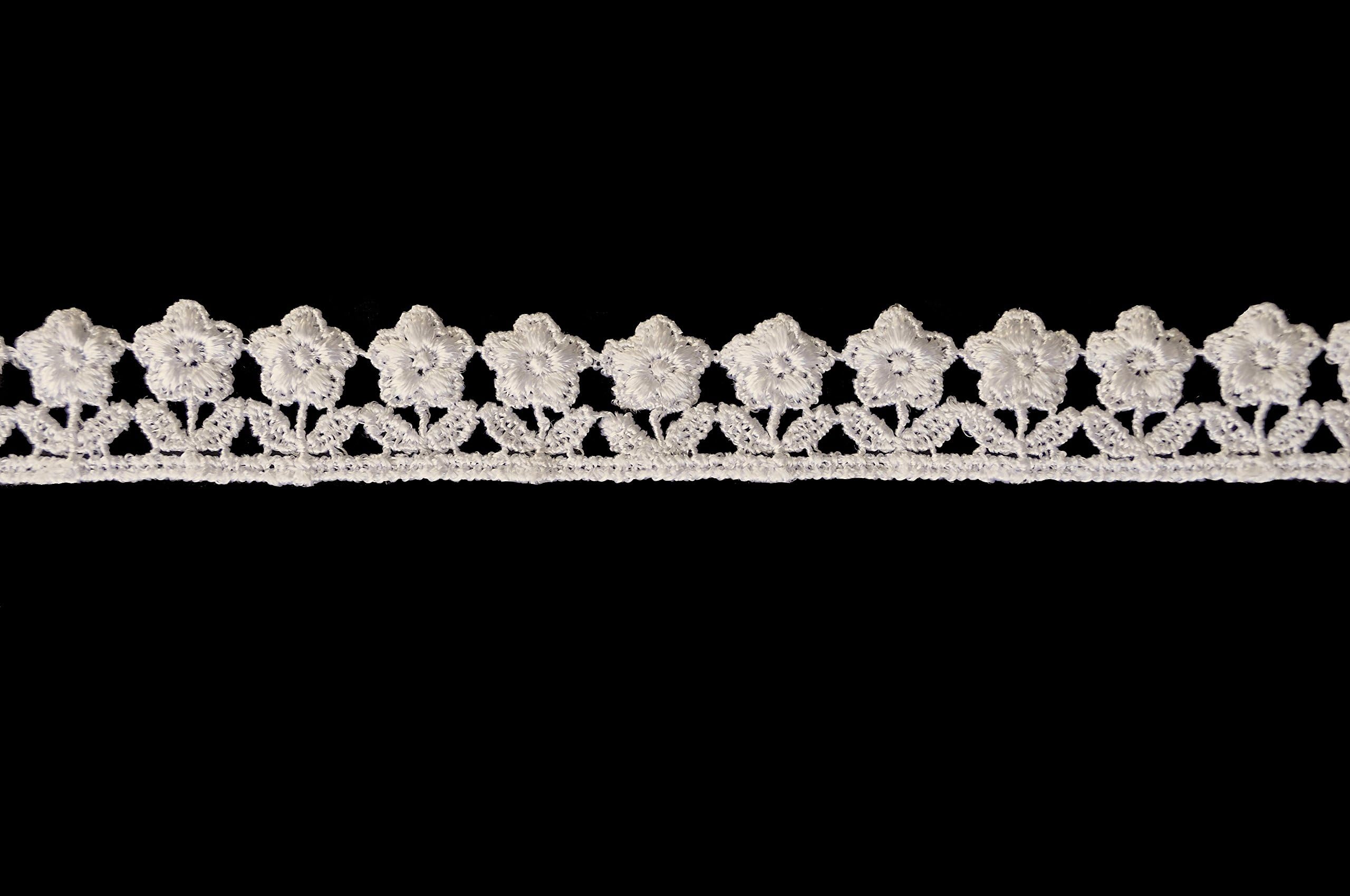 Altotux 0.75 inch White Ivory Small Daisy Flower Venice Floral Lace Trim by 3 Yards (Ivory)