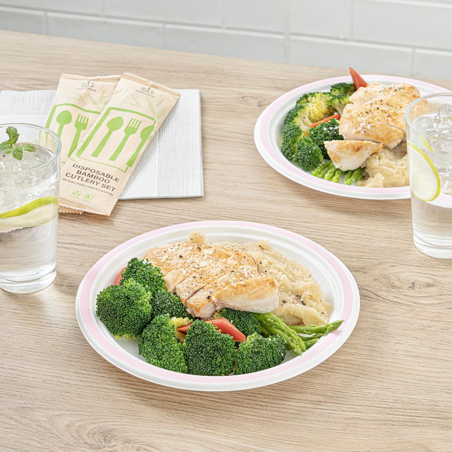 Restaurantware Plates 100 Pack of 8.8 Inch Bagasse Sugarcane Pulp Dessert Serving Plates Sustainable Small Appetizer Dinnerware Round Microwave-Safe