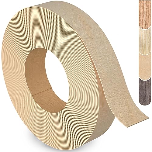 Bandas de borde de abedul, rollo de bandas de borde de chapa de 12 pulgada x 250 pies, cinta de madera real flexible previamente pegada para