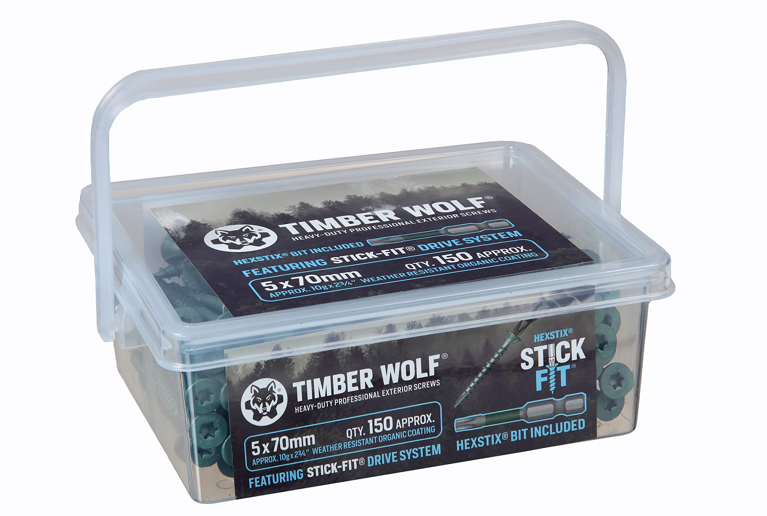 Timber Wolf Green Exterior Woodscrews - 5.0 X 70Mm - Tub Of 150,