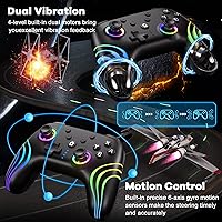 Vista 6 de SWANPOW Switch Controllers Compatible with SwitchLiteOLED, Wireless Switch Pro Controller with Full RGB Line Breathing LED, Programmable, 6-Axis
