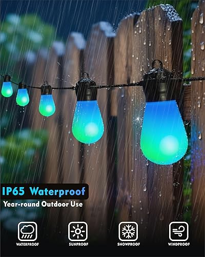 Miniatura 9 de Honche Guirnalda de luces inteligentes para exteriores, luces de 36 pies para exteriores con 15 bombillas LED RGB regulables, cambio de color, 213