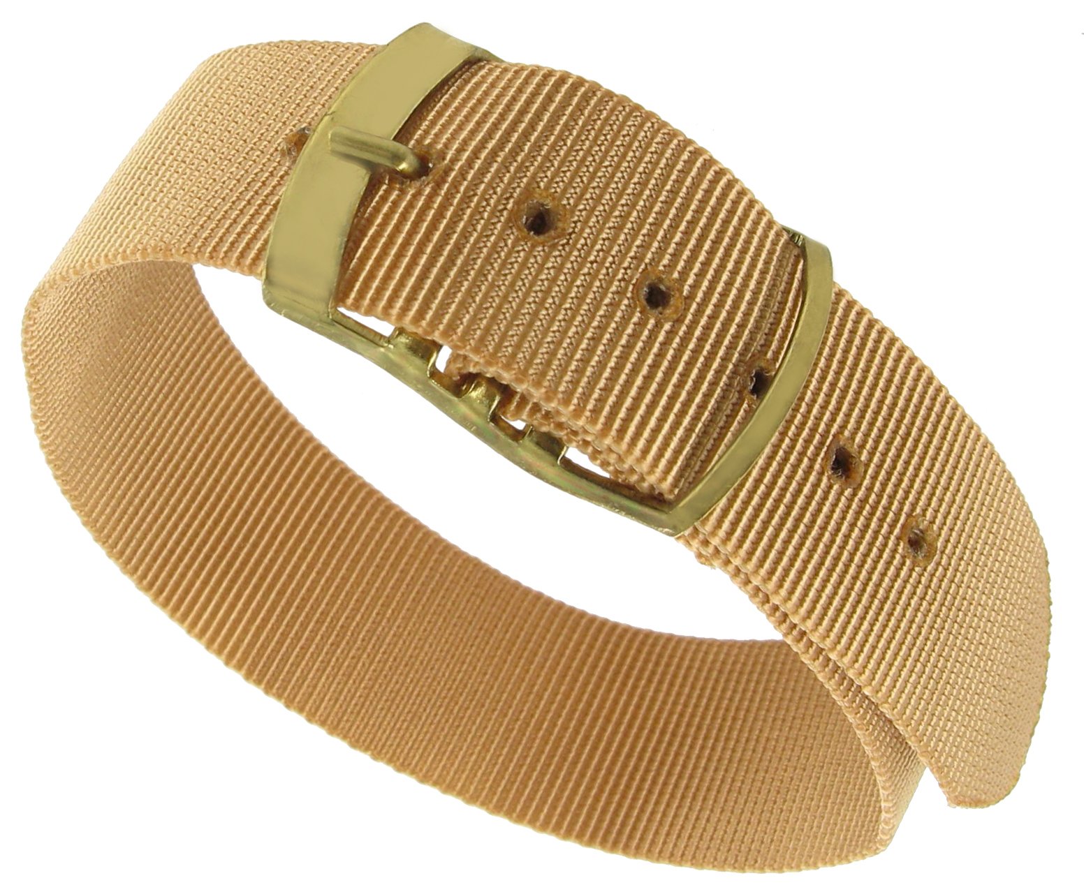 Milano 18mm Slide Through Sports Wrap Nylon Textile Tan Watch Band Strap Style 3