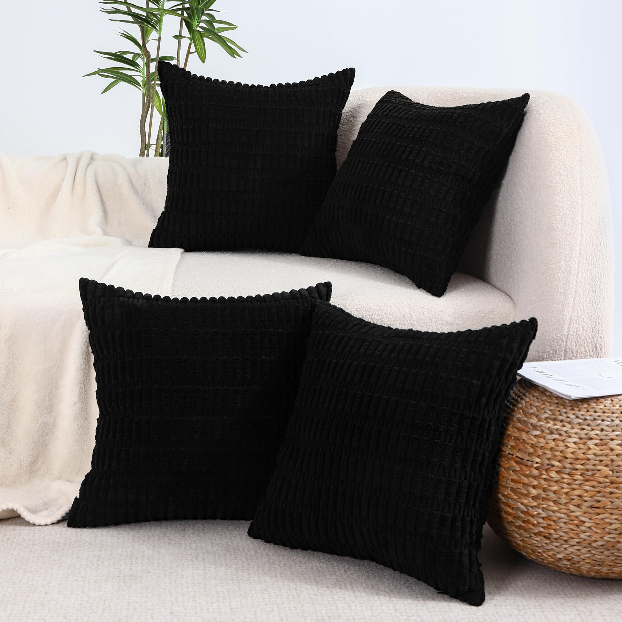 Amazon.com: All Smiles Decorative Black Throw Pillow Covers 20x20 Set ...
