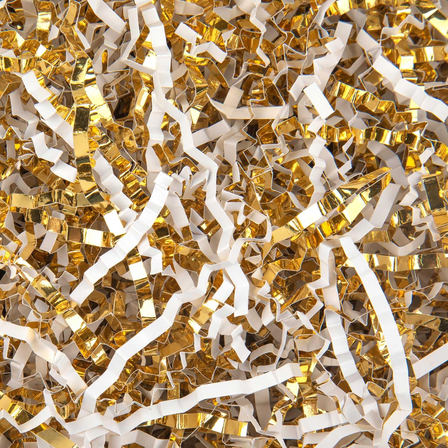 Caleihd 1/2 LB Crinkle Cut Paper Shredded Filler Paper for Gift Baskets Gift Box Confetti Paper Shreds Decoration Stuffing for Birthday, Weddings, Anniversaries, Christmas Wrapping White&amp;Gold