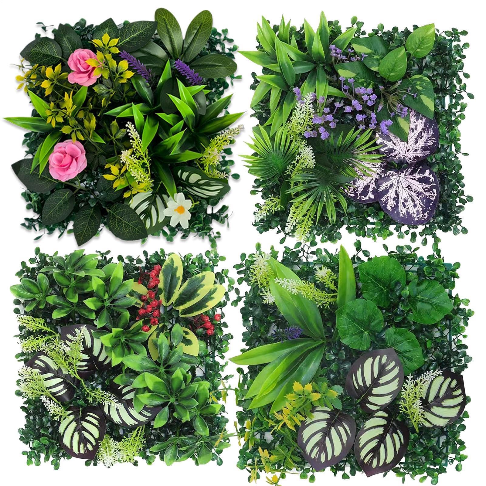 Couverture murale de fausses feuilles haut de gamme | 4 panneaux déco 25x25 cm
