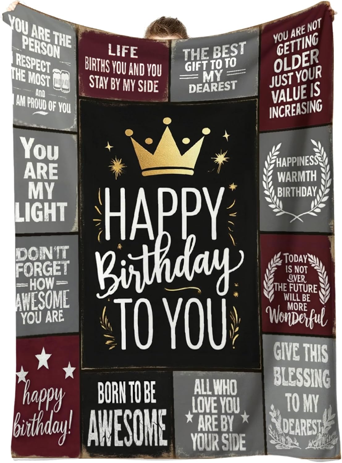 Unique Gifts for Mens,Happy Birthday Friendship Throw Blanket,Men's Ideas Birthday Gifts for Dad/Men/Grandpa/Boyfriend/Fiance/Husband (BirthdayM, 60 * 80inch)