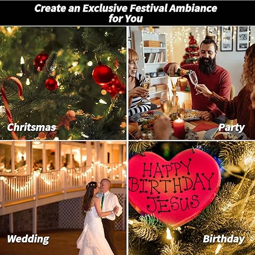 Miniatura 7 de Paquete de 2 tiras de luces solares para exteriores, 200 luces LED extralargas de 72 pies con 8 modos de iluminación, decoración de iluminación