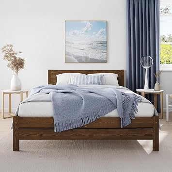 Double Bed Frame 4ft6, F3 Solid Wooden, Sturdy Slats, Easy Assembly,