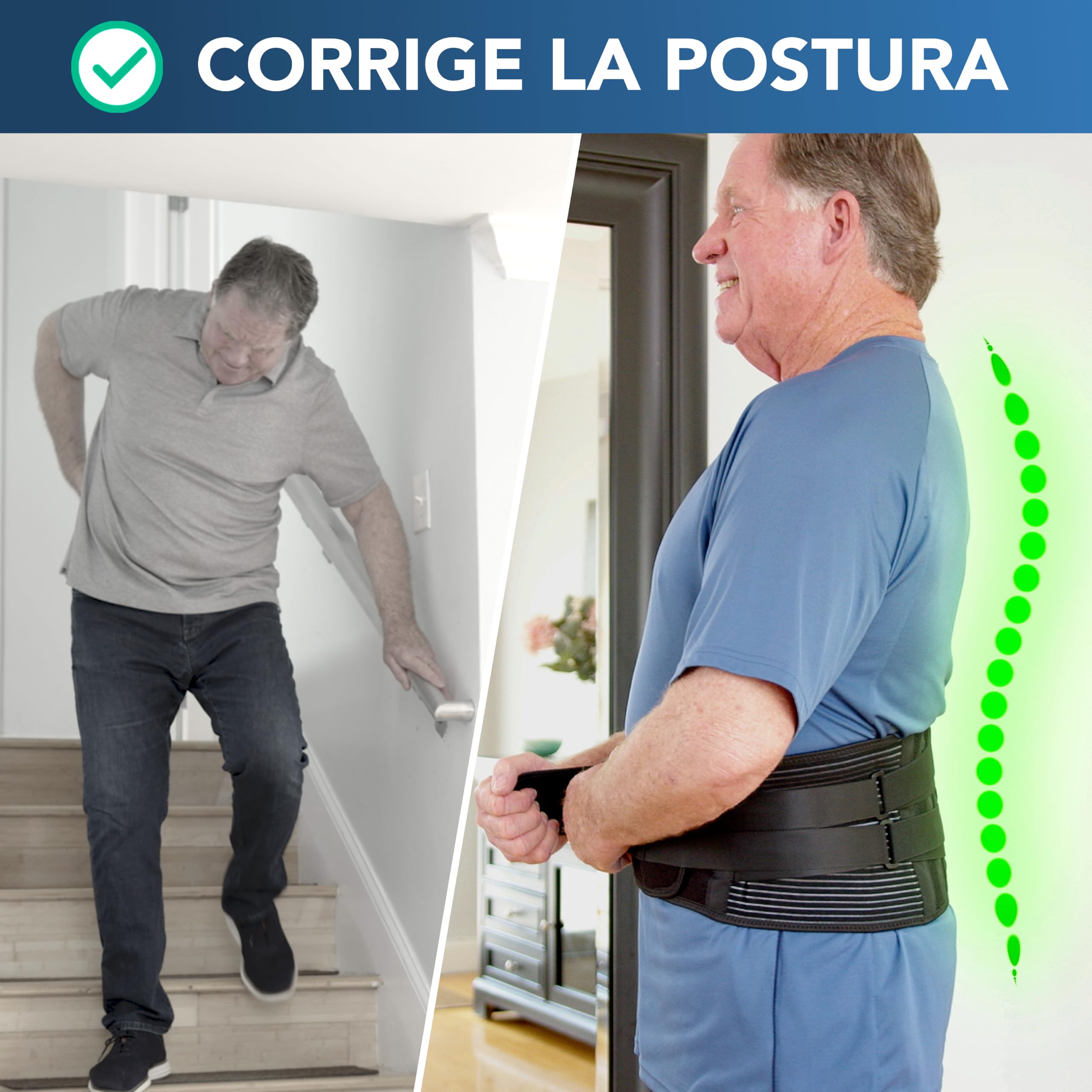 CINTURÓN LUMBAR PRESS. Alivia al instante y previene los dolores de espalda. Mejora la postura. Cómodo, discreto, y fácil de poner: perfecto para llevar a diario. Disponible en todas las tallas.