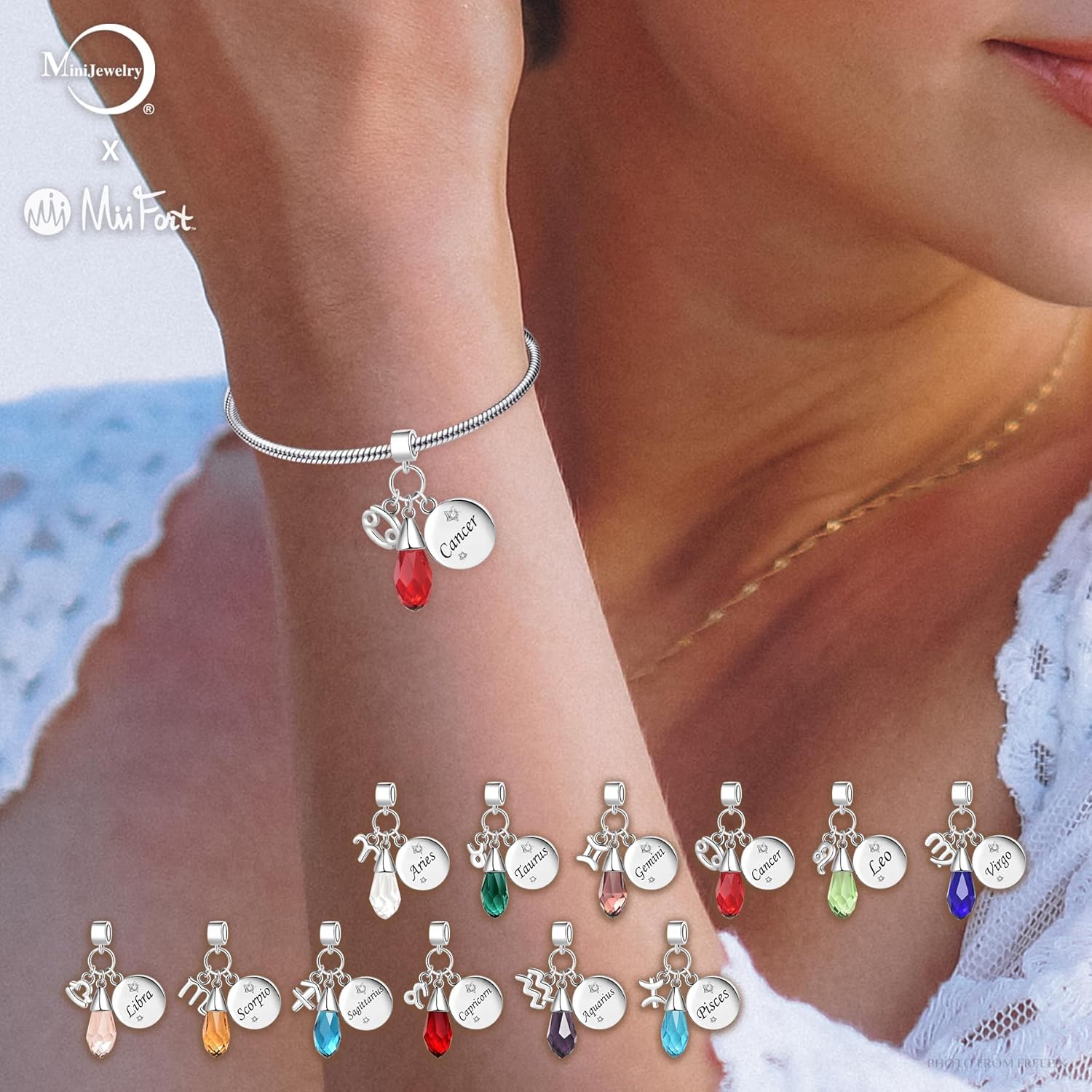 Sparkling Birthstones Zodiac Sign Dangle Charms fit Pandora Charms Moments Bracelets - Image 4