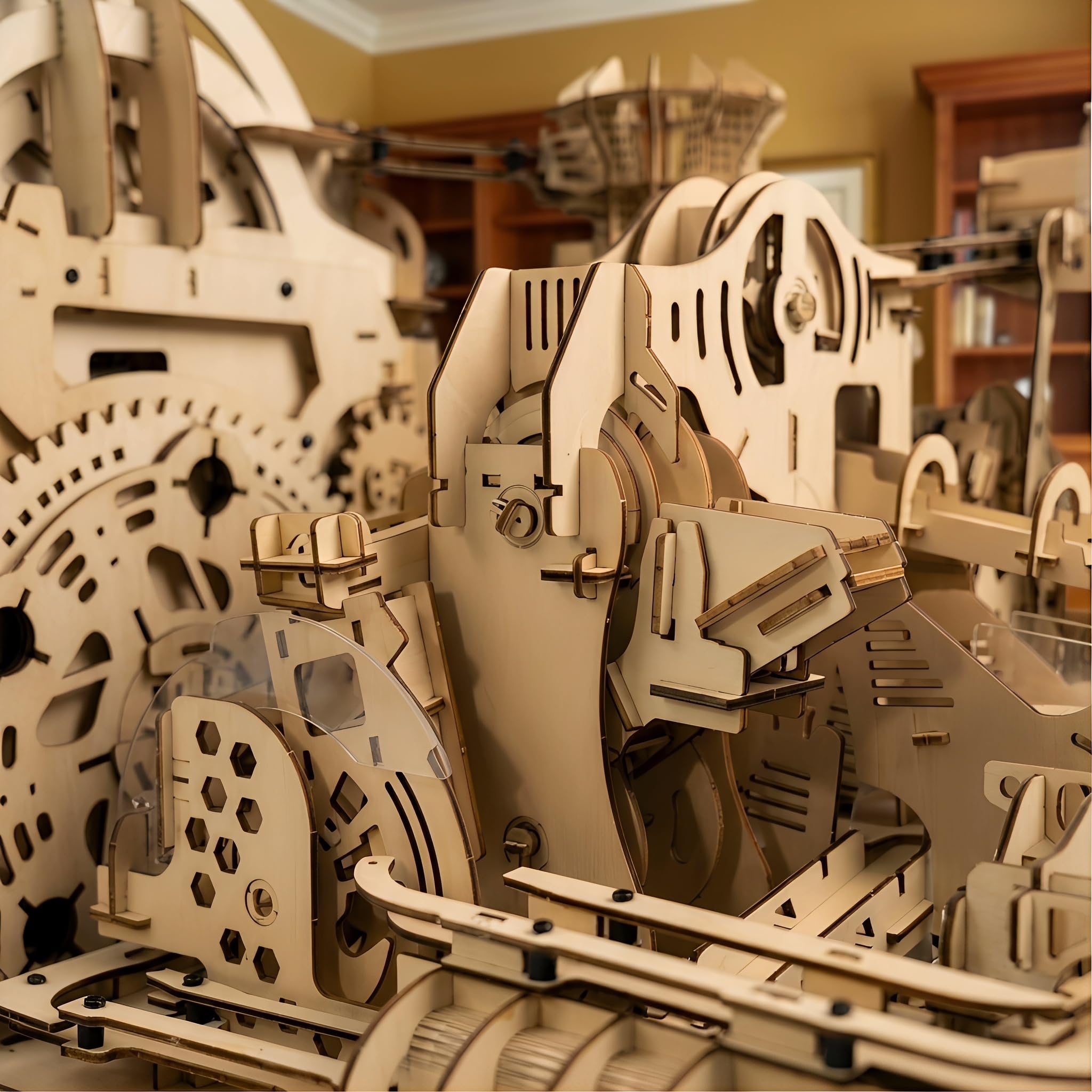 3D-Holzpuzzle, Kugelbahn, 1102 Teile, manuell & elektrisch, Dual-Modus, mechanische Zahnrad-Achterbahn, STEM-Modellbausatz, Geschenk für Erwachsene, Jugendliche ab 16 Jahren