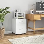 Vinsetto Vertical Filing Cabinet with Wheels, 2-Drawer Mobile File Cabinet, Office Storage Cabinet for Letter or A4 File, Study Home Office, White