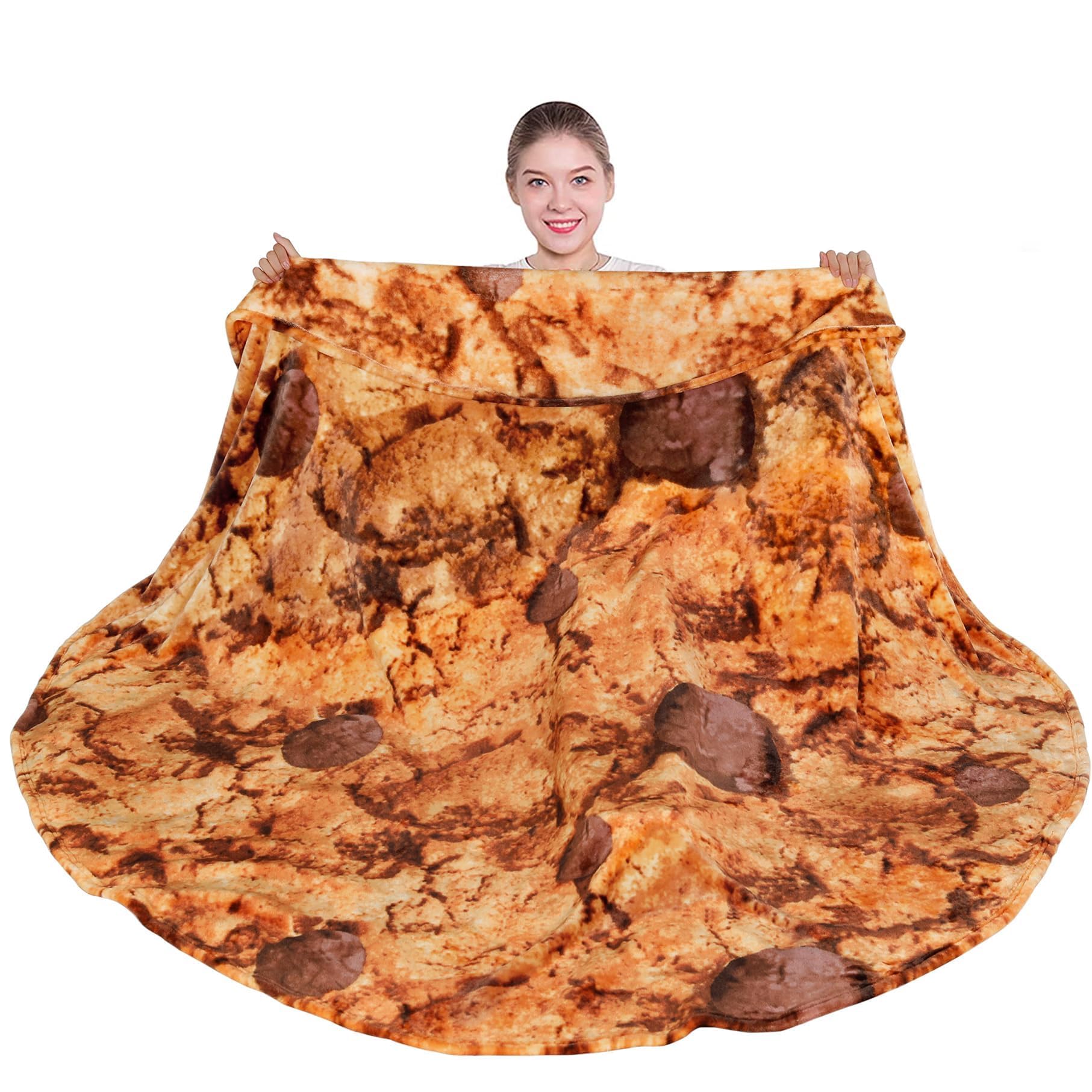 Mermaker Cookies Blanket 2.0 Double Sided 80 inches for Adult and Kids, Novelty Realistic Cookies Throw Blanket, 285 GSM Soft Flannel Blanket